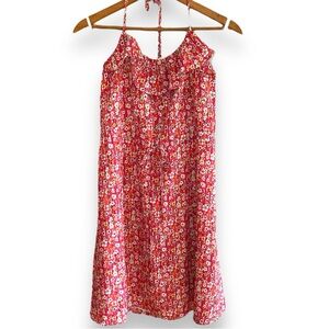 Liberty of London for Target Pink Floral Ruffle Halterneck Tie A-Line Dress